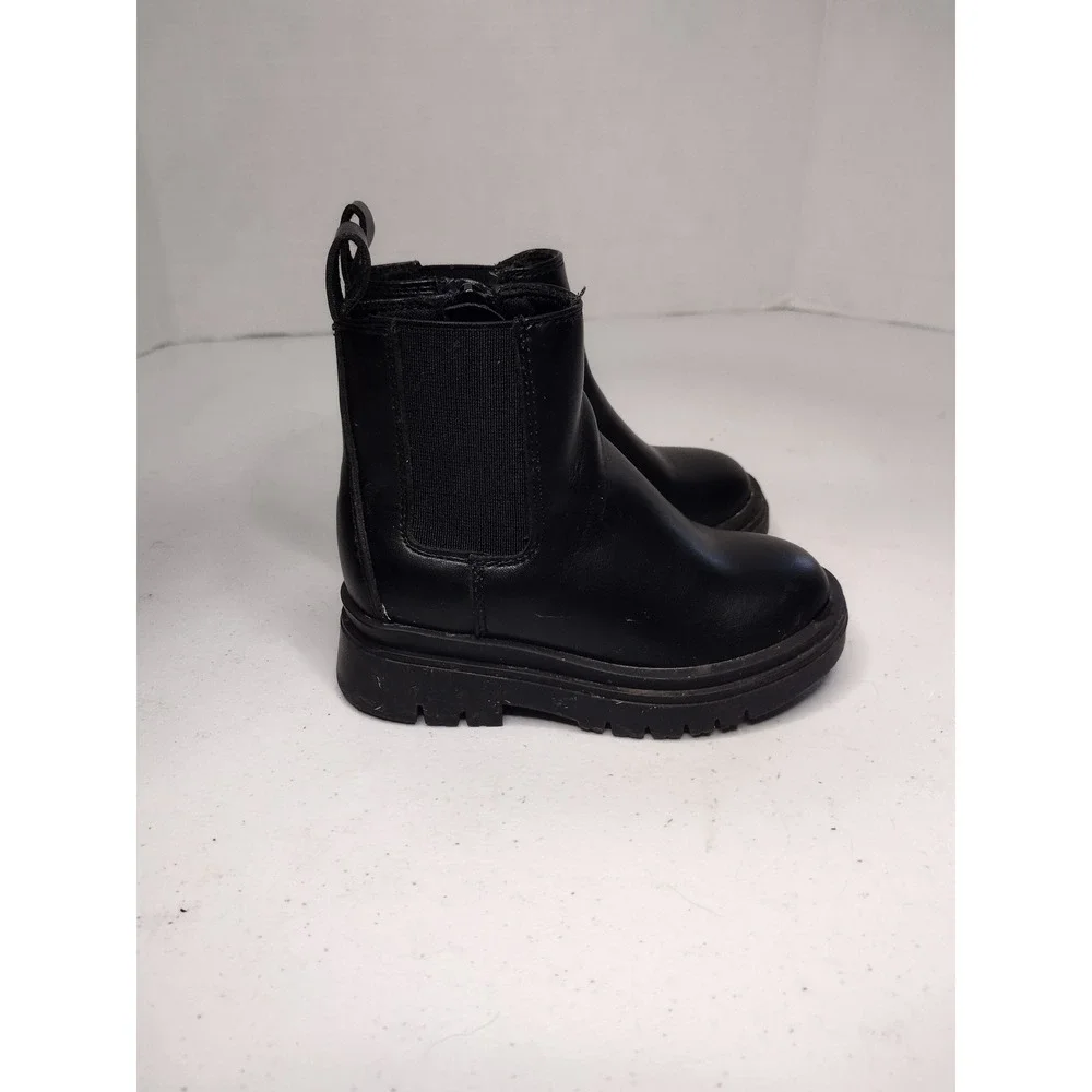 Baby Gap Kids‎ Black Faux Leather Side Zip Chelsea Boots Size 6